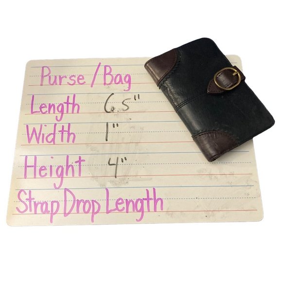 Clarks Black Leather Hand Wallet Snap Closure Embossed Brand 6.5" x 4" - Picture 7 of 8